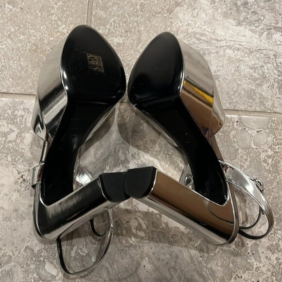 Saint Laurent Jodie Platform Sandals in Metallic Silver, Size 41 NEW +2 DustBags - Picture 10 of 16